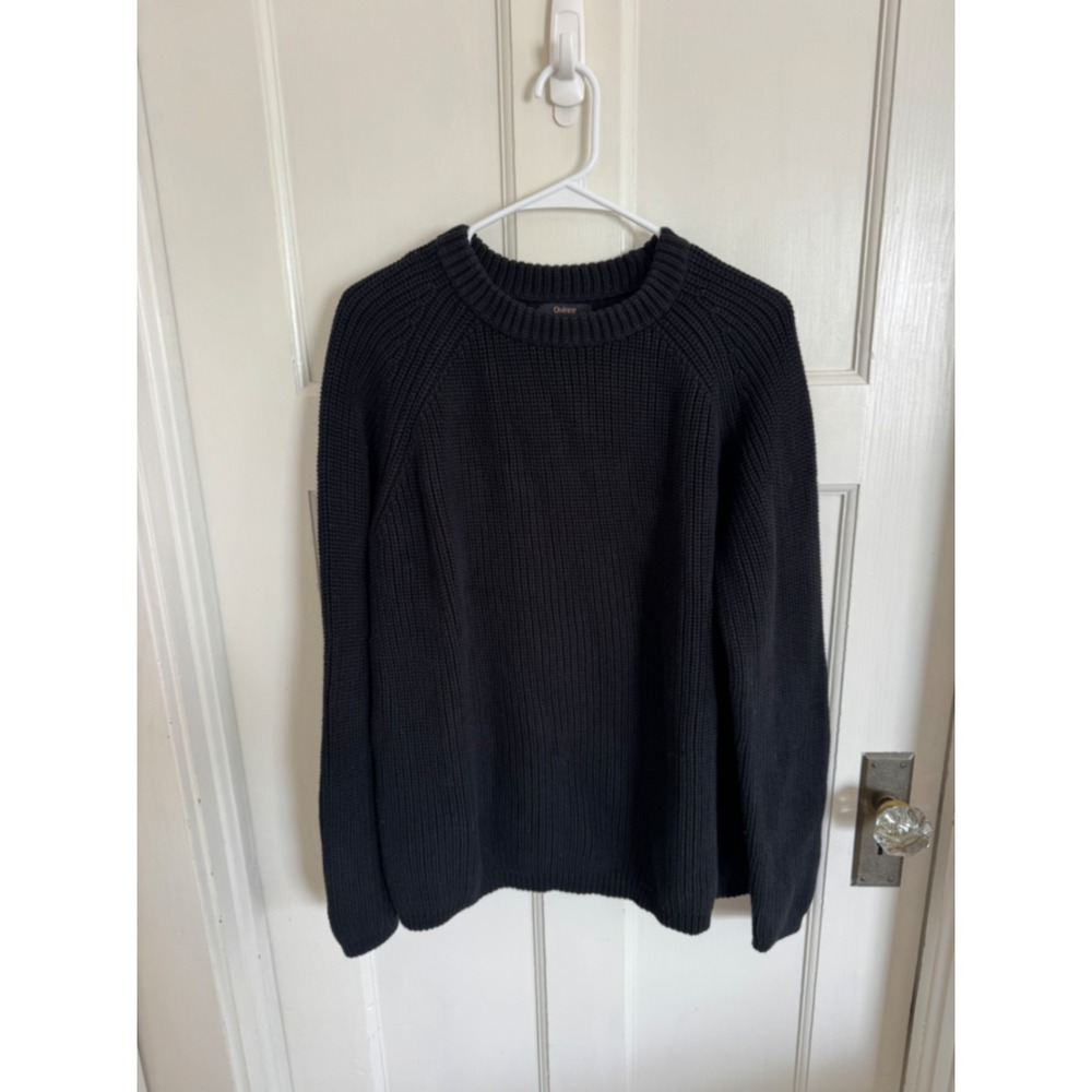 Quince black organic cotton fisherman crewneck sweater size 1x